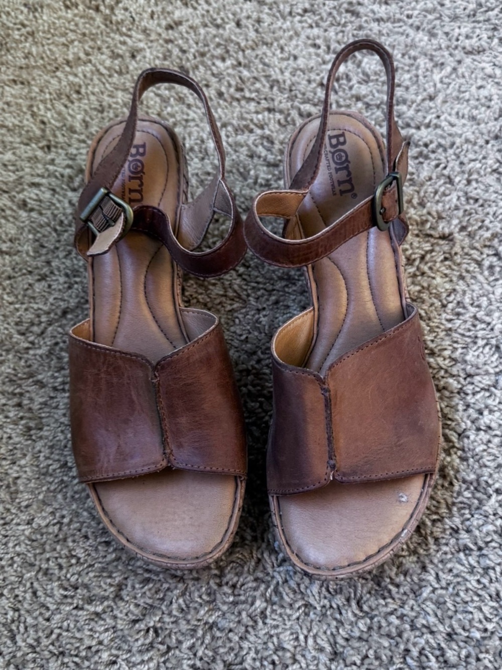 Born Brown Leather Slingback Sandals
